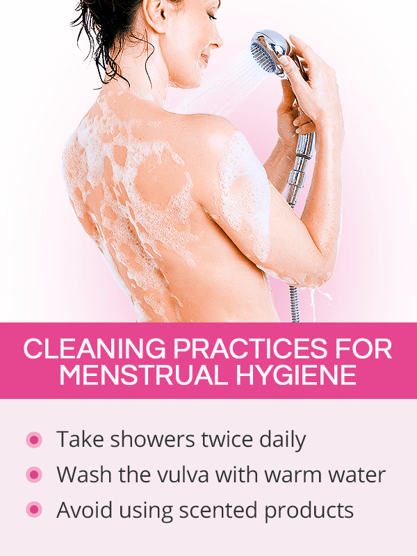 Cleaning practices for menstrual hygiene