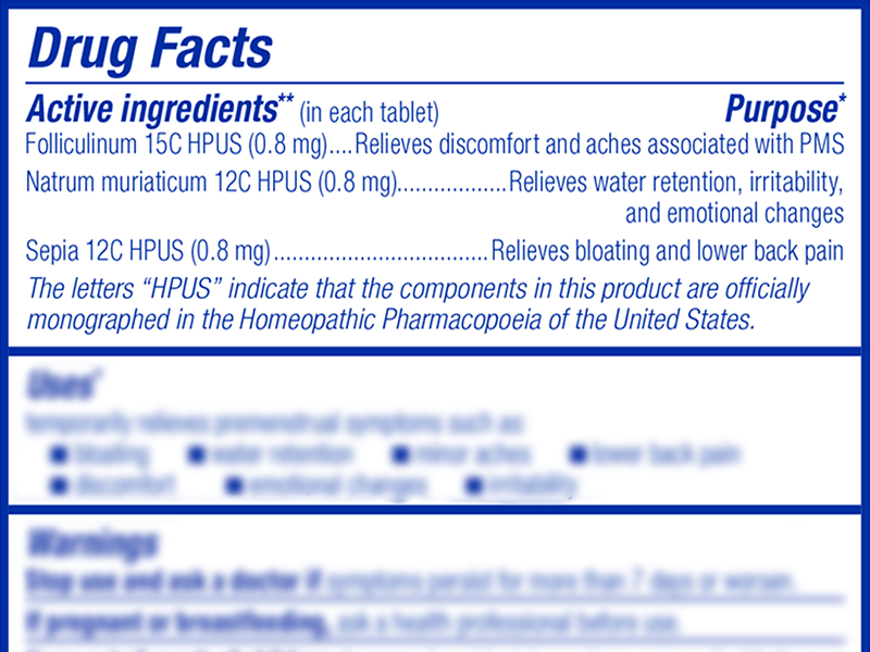 Boiron Cyclease PMS Ingredients