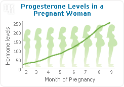 Progesterone levels in a pregnant woman