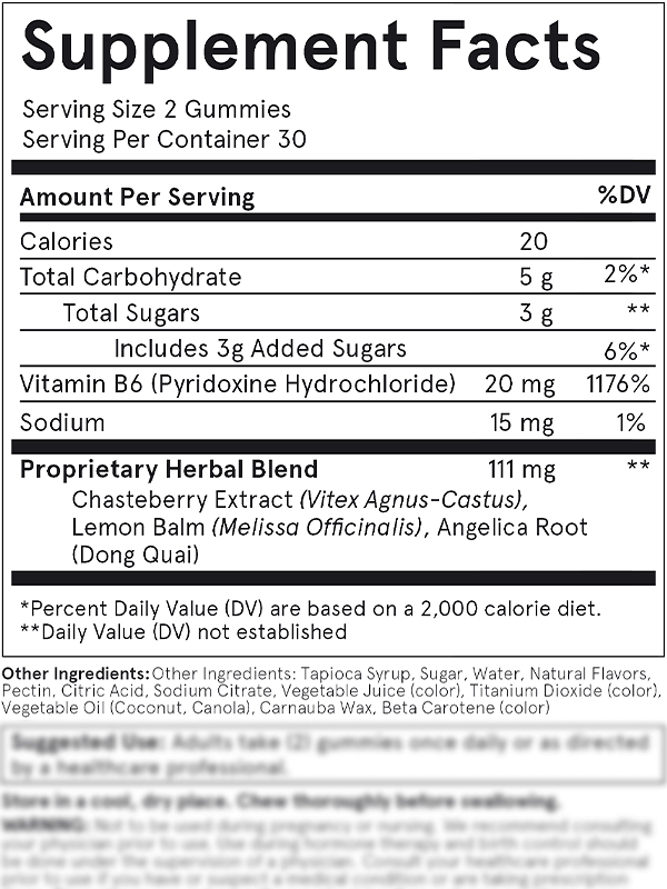 FLO PMS Gummy Vitamins Ingredients