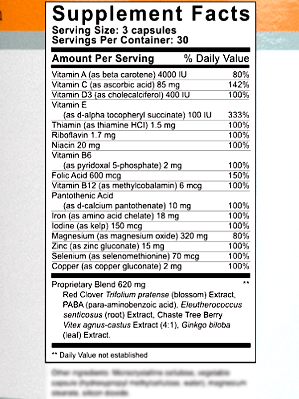 FertilAid for Women Ingredients