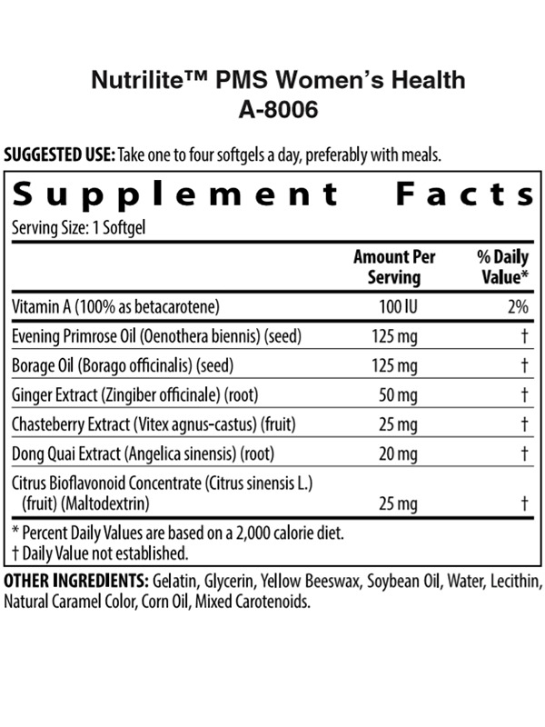 Nutrilite PMS Women's Health Ingredients